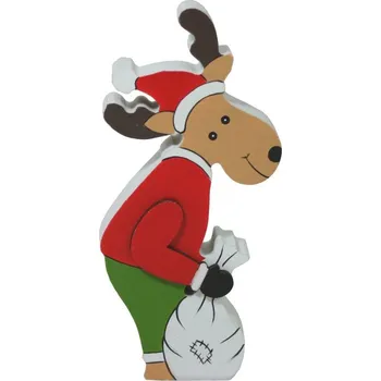 Vánoční dekorace Dekorace dřevěná los v mikině 14cm 2009306