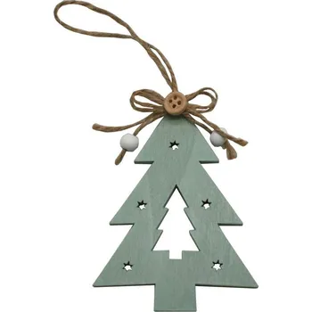 Vánoční ozdoba Dekorace dřevěná závěsná stromek mint 3001006