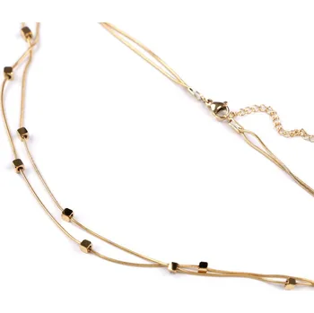 Náhrdelník Náhrdelník z nerezové oceli dvojitý kostky, barva 2 zlatá