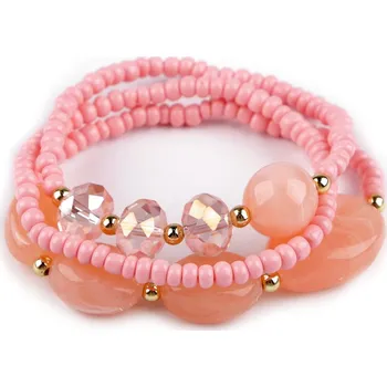 Náramek Pružný náramek sada 3 ks, malé, 2 růžová sv.