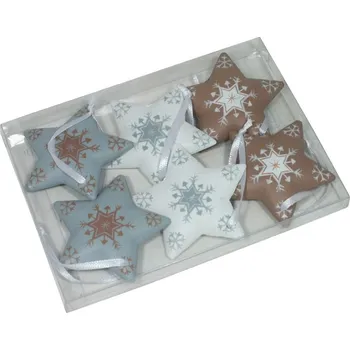Vánoční ozdoba Ozdoby plastové hvězdy 6ks/ 5,8cm 3003104