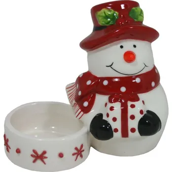 Svícen Svícen keramický sněhulák 8,5cm 9305030