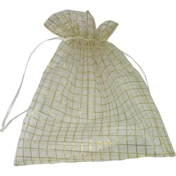 Dárková taška Dárkový sáček organzový zlatá kostka 25*20 cm 8700053