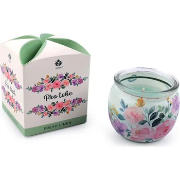 Svíčka Vonná svíčka ve skle 90 g, barva 15 (Pro tebe) zelená šalvěj světlá