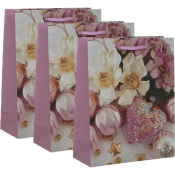 Dárková taška 3ks dárkových tašek - Růžové Vánoce 8610015
