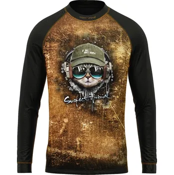 Dětské funkční triko dlouhý rukáv KEEP CALM černá Bamboo Ultra - Hnědá / 110