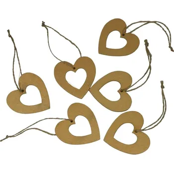 Dekorace závěsná srdce zlatá 5 cm - 6 ks 3001324