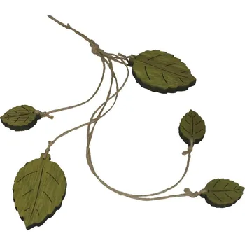 Zahradní dekorace Dřevěná dekorace - girlanda listy 38cm 2001407