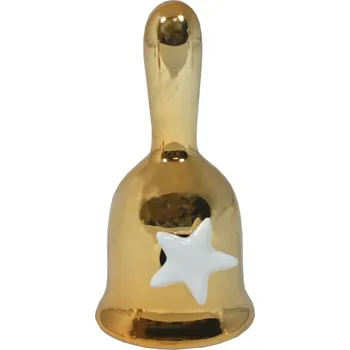 Vánoční dekorace Vánoční zvonek keramický zlatý s hvězdou 11cm 3003370