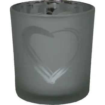 Svícen Svícen skleněný srdce stříbrný velký 9306165