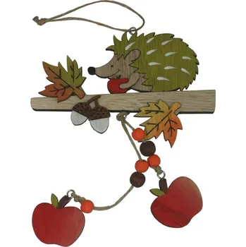 Závěsná dřevěná dekorace ježek 14 x 24cm 2001414