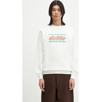 Pánská mikina Bavlněná mikina Drôle de Monsieur Le Sweatshirt Pique Tennis pánská, bílá barva, s aplikací, G-SW164-CO162-OW G.SW164.CO162.OW 00X, vel. XL