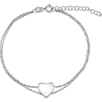 Náramek Stříbrný dvojitý náramek se srdíčkem
