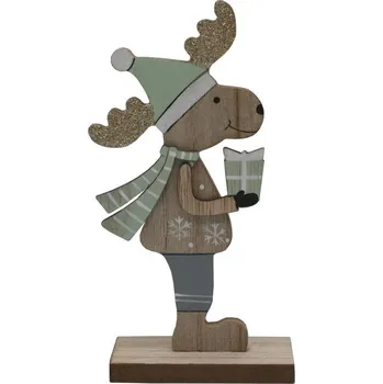 Vánoční dekorace Dekorace sob dřevěný mint 18 cm 2009210