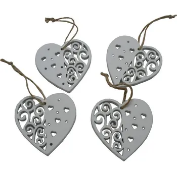 Vánoční dekorace Dekorace závěsná bílá srdce 6 cm - 4 ks 3001301