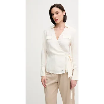 Pánské oblečení Lněná košile Tommy Hilfiger WW0WW44697 béžová 01X, vel. 34