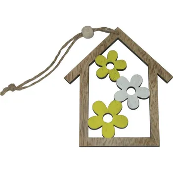 Závěsná dekorace jarní domek s květy 4000137