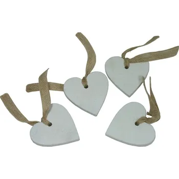 Vánoční dekorace Dekorace závěsná bílá srdce 6 cm - 4 ks 3001349