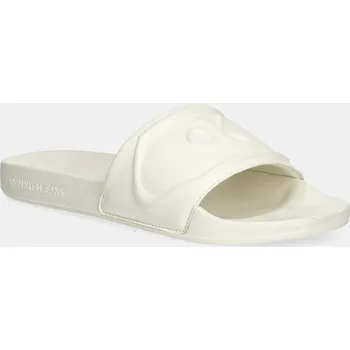 Dámské pantofle Pantofle Calvin Klein Jeans SLIDE PU HF MG dámské, béžová barva, YW0YW01879 01X, EUR 39