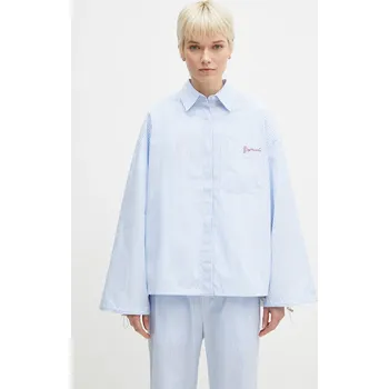 Pánská košile Bavlněná košile Fiorucci Striped Embroidered Drawstring Shirt W02SPTLO170CO01BL02 modrá 05X, vel. 38
