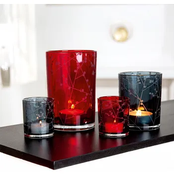 Svícen Gilde Skleněný svícen, černý, 8 cm 494563