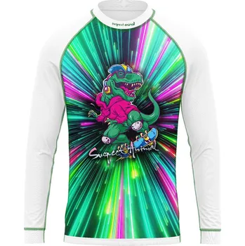 Dětské funkční triko dlouhý rukáv T-REX bílá Bamboo Ultra - Zelená / 150