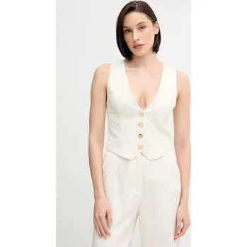 Dámská vesta Vesta s příměsí lnu Gaudi 511FD35007 béžová 01X, vel. 34