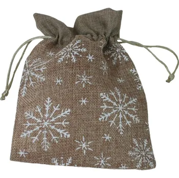 Dárková taška Dárkový sáček látkový přírodní s vločkami 20*15 cm 8700004