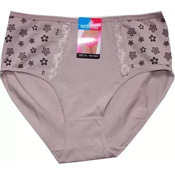 Dámské kalhoty Dámské kalhotky do pasu s krajkou a potiskem 6943 čoko