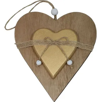 Dekorace závěsné srdce zlaté 15cm 3001150