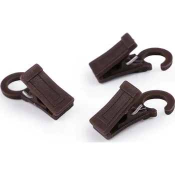 Žabky na záclony plastové s háčkem, barva 6 hnědá