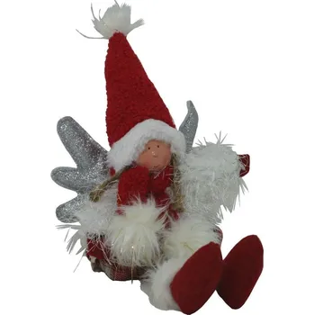 Vánoční dekorace Andělka sedící červená 45cm 3000090