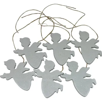 Vánoční dekorace Dekorace závěsní andílci bílí 9 cm - 6 ks 3001303