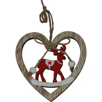 Vánoční ozdoba Dekorace závěsná srdce se sobem 8cm 3001141