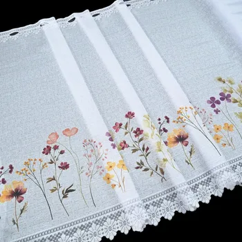 Vitrážová záclona Kvítí bez obšití 67