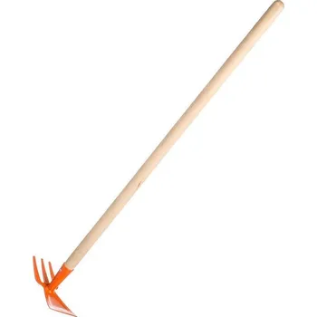 Hračka na písek DŘEVO Dětské nářadí pracovní 80cm kovová zahradní motyka oranžová