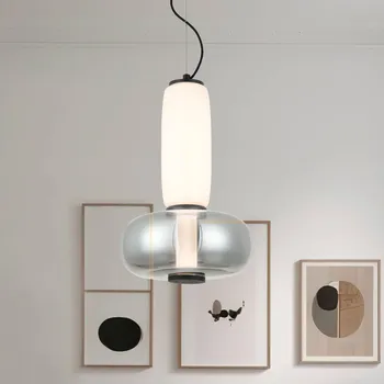 Viokef Závěsné světlo LED Avery, kouřově šedé/bílé, Ø 32 cm, sklo kouřově šedá, bílá opálová, černá LED 18 W celkem - Doprava zdarma