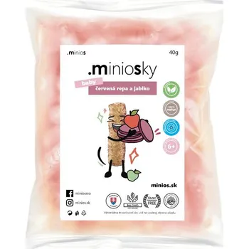Slaná pochutina MinioS Miniosky Baby kukuřičné křupky - Červená řepa a jablko 40g