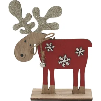 Vánoční dekorace Dekorace dřevěná sobík s rolničkou 17cm 2009305