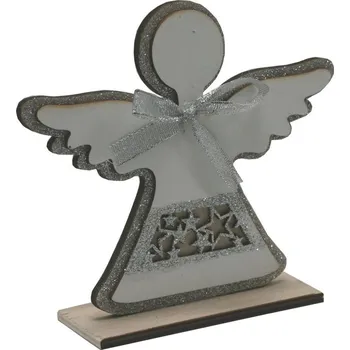 Vánoční dekorace Dekorace anděl bílý s glitrem 15 cm 2009261