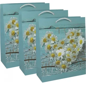 Dárková taška 3ks Dárkových tašek S - Kopretinové srdce 8600066