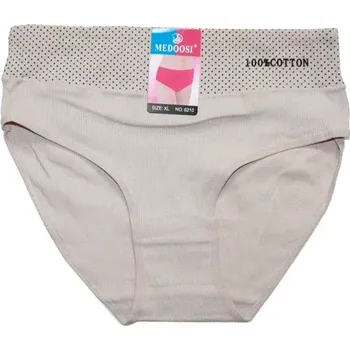 Dámské kalhotky do pasu žebrové, putičky v pase 6210 krémové 599/340