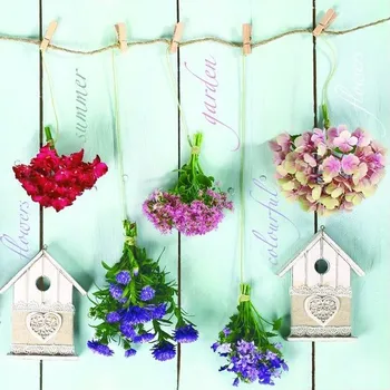 Papírový ubrousek Ubrousky Budky a květ 3400393