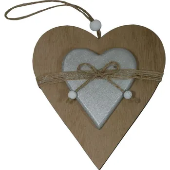 Dekorace závěsné srdce stříbrné 15cm 3001151