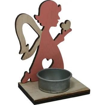 Vánoční svícen Svícen andělíček růžový 11,5cm 9305231