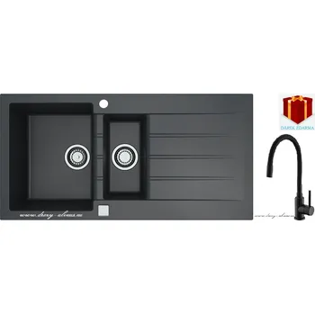 Granitový dřez Alveus SET dřez Cadit 80 + baterie Mintas - MAT/91 black + dárek (příborník, podložka na sušení nádobí nebo tekutý čistič)