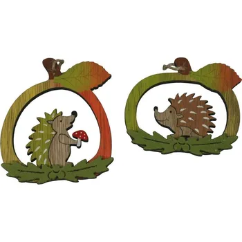 Dřevěná dekorace závěsná ježek 2 ks 2001454