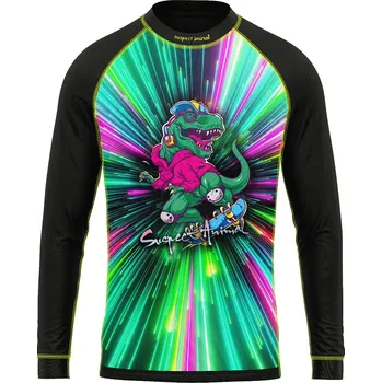 Dětské funkční triko dlouhý rukáv T-REX černá Bamboo Ultra - Zelená / 150