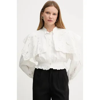 Pánská košile Lněná košile Twinset bílá barva, regular, se stojáčkem, 251TS2112 00X, vel. 38