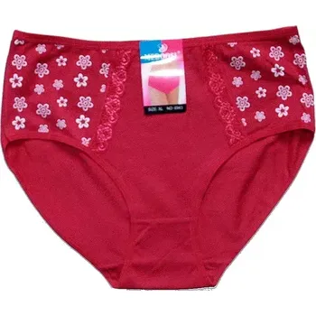 Dámské kalhotky do pasu s krajkou a potiskem 6943 víno 272